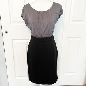 LOFT Gray and Black Color Block Short Sleeve Dress Size 2